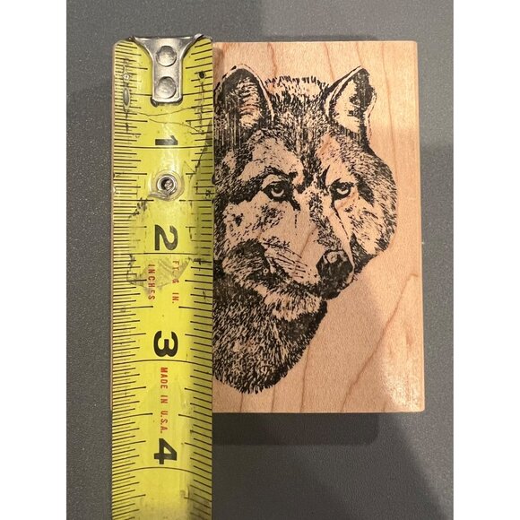 Vintage Wildlife Enterprises 1991 Wolf Portrait Wooden Mounted Rubber Stamp - Picture 4 of 4